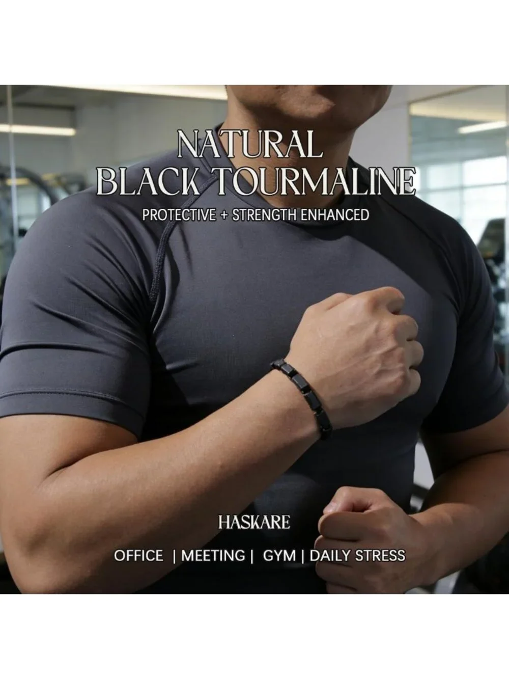 Natural Stone Tourmaline Crystal Bracelet for Men | Energy Healing & Protection